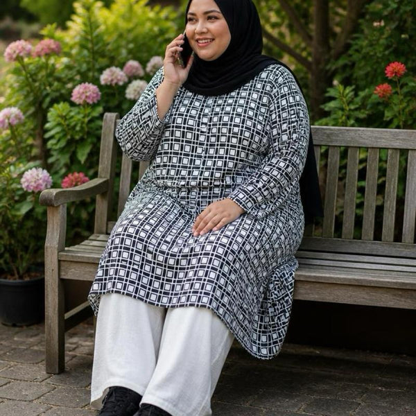 Katherine Plaid Tunic | Ironless | Minimal Ironing | Cooling BY SAYRA
