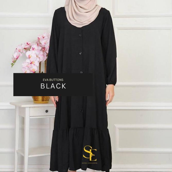 Eva Buttons Tiered Crinkled Long Dress By SAYRA