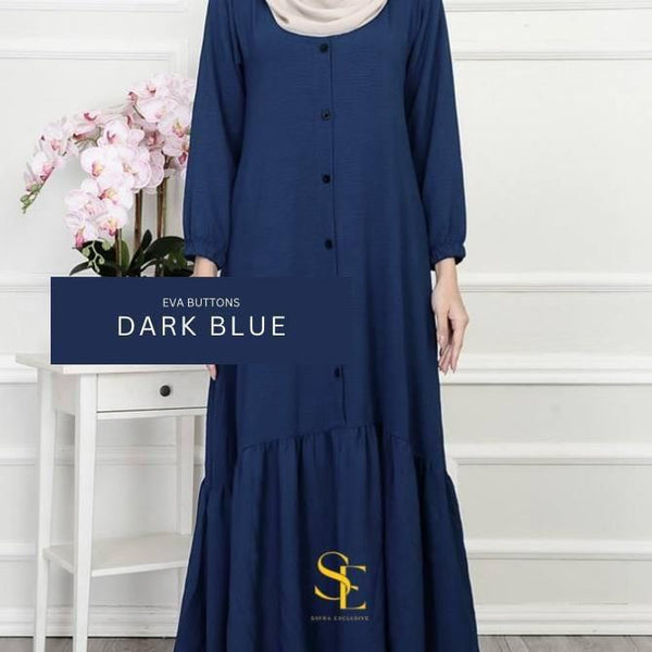Eva Buttons Tiered Crinkled Long Dress By SAYRA
