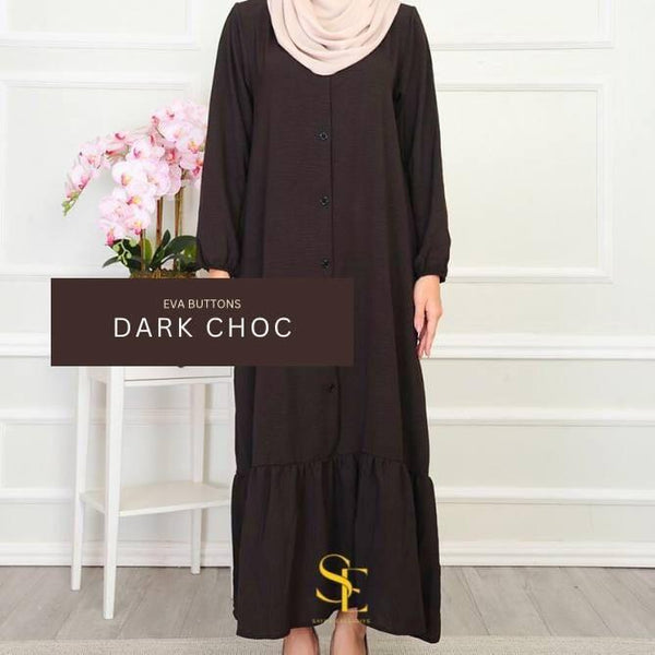 Eva Buttons Tiered Crinkled Long Dress By SAYRA