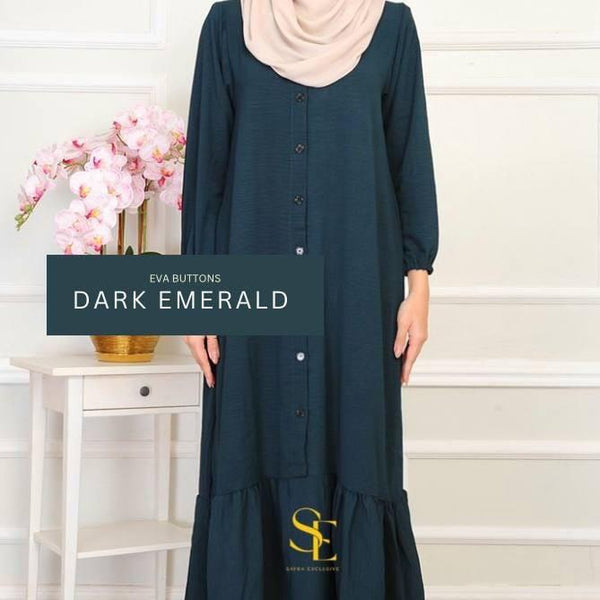 Eva Buttons Tiered Crinkled Long Dress By SAYRA