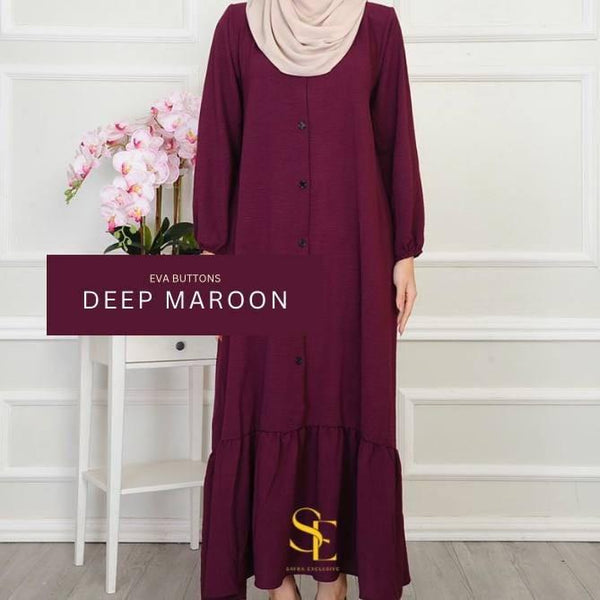 Eva Buttons Tiered Crinkled Long Dress By SAYRA