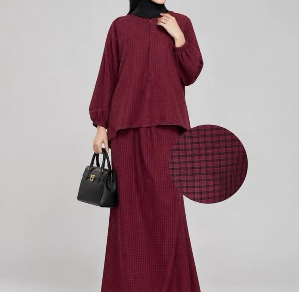 BELLA Skirt Set | Up to 5XL | Gingham Ironless Set