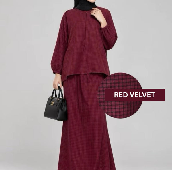 BELLA Skirt Set | Up to 5XL | Gingham Ironless Set